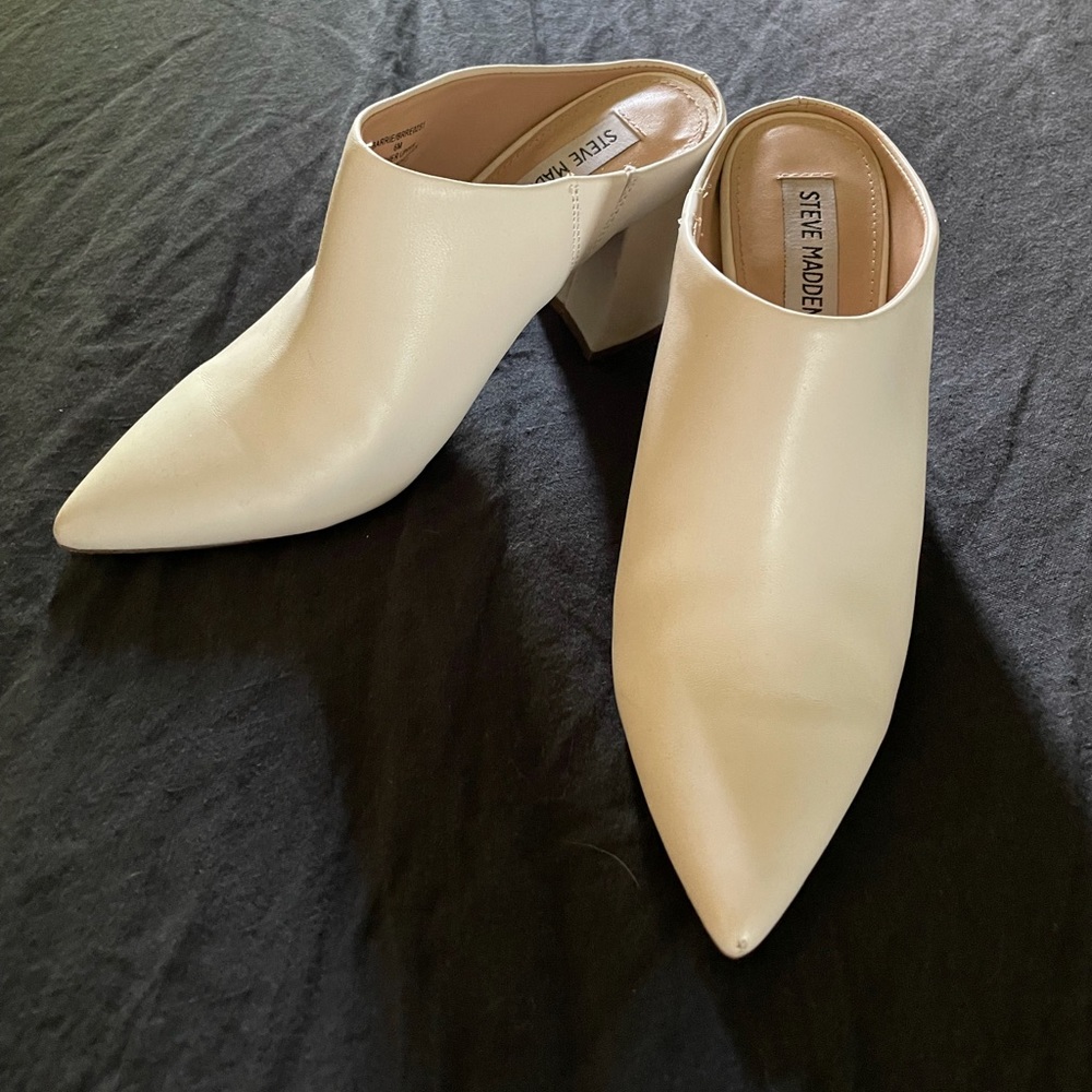 Steve Madden white leather mule clogs